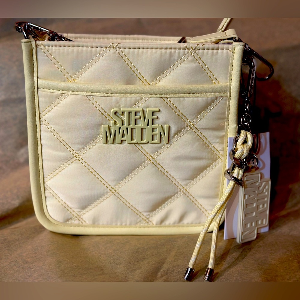 Steve Madden Crossbody with 2 Purse Charms & Matching Logo Strap